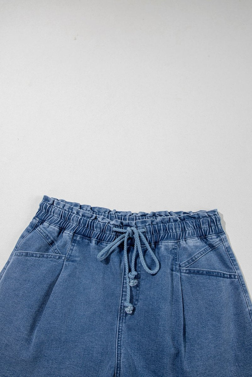 Ashleigh Blue Drawstring High Waist Casual Denim Shorts - Love Salve
